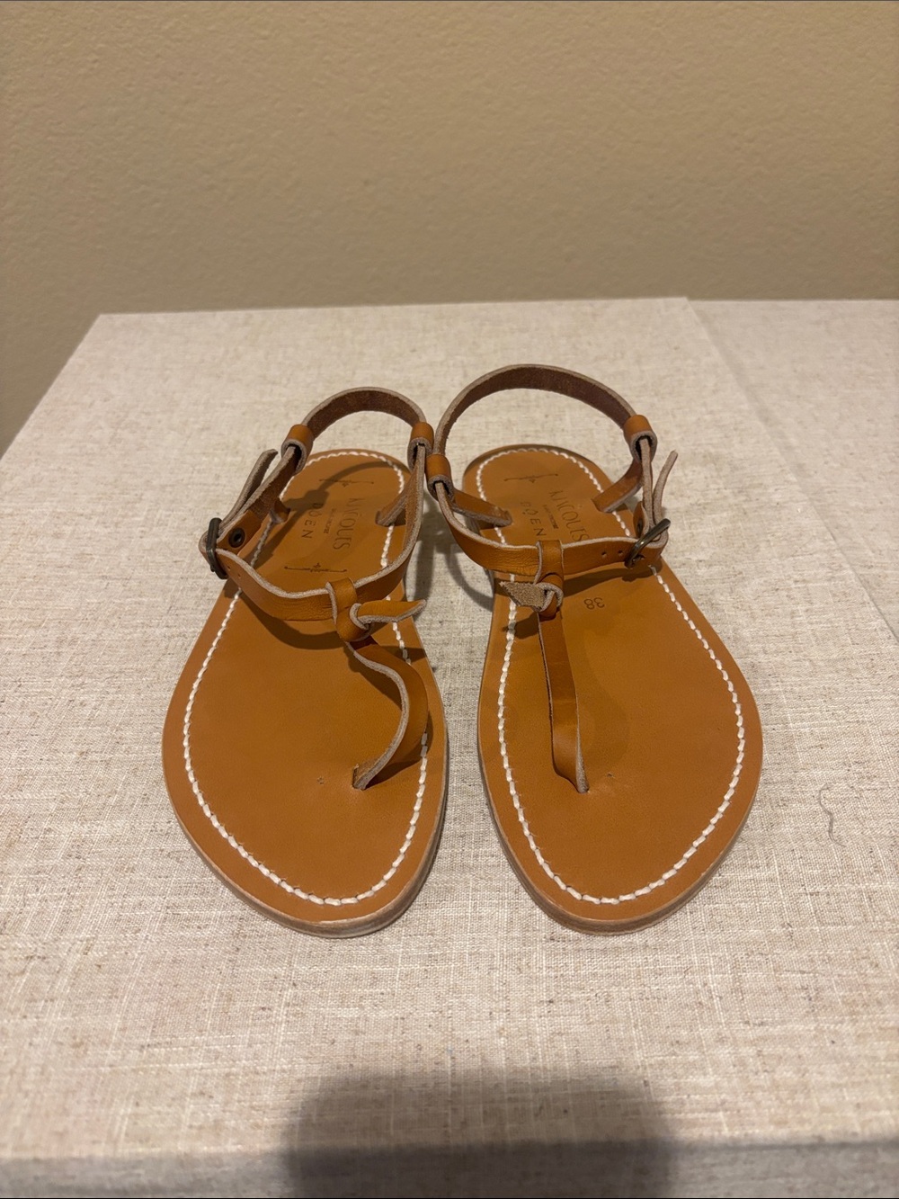 Doen x K Kacques leather T strap sandals